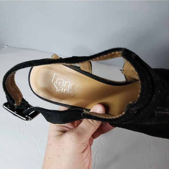 Franco Sarto Harlet block heel suede sandals SIZE 9.5 black - Picture 2 of 5